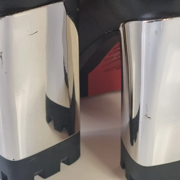 Christian Louboutin Patrouiagoma Platform Black & Nickel Sz. 38 W/elastic Straps - Picture 8 of 14